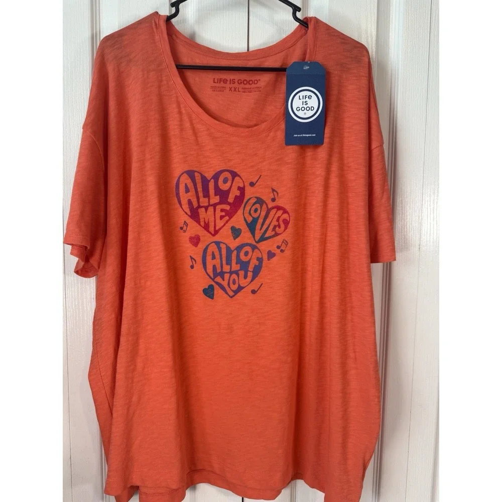 Life is Good Women's XXL Graphic Tee Orange Short Sleeve NWT Positive Quote - Picture 1 of 3